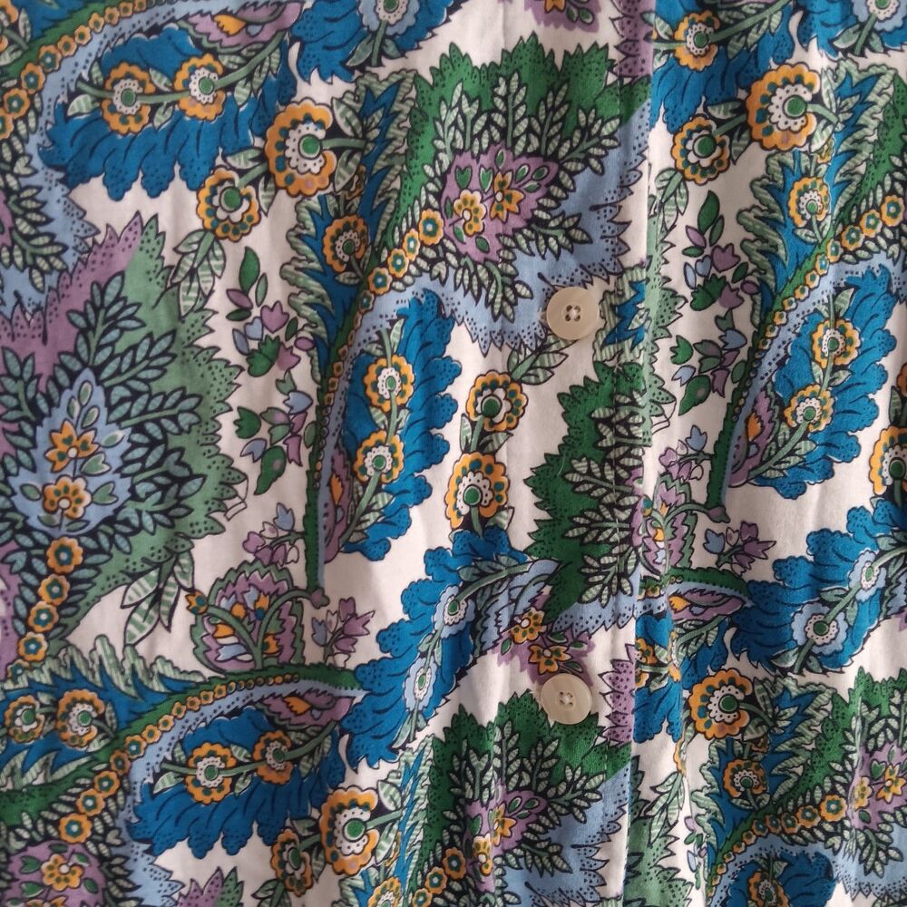 Vera Bradley cotton button-down night dress flowers + feathers cool beach summer - Picture 6 of 9